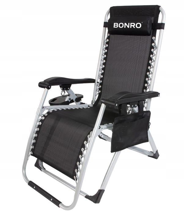 Шезлонг Bonro BG-006 з кишенею Чорний (2987328768)