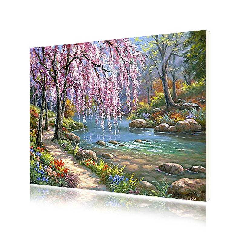 Картина по номерам Lesko E-151 "Ива у ручья"