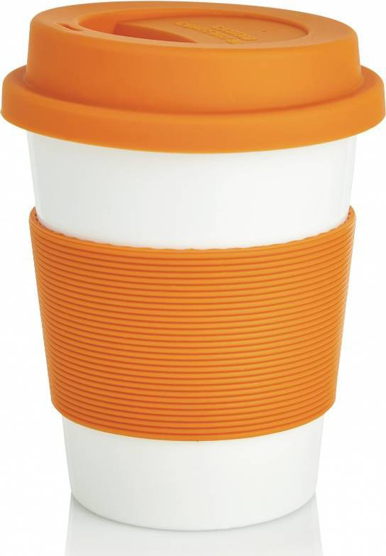 Экокружка с силиконовой крышкой Loooqs Ритм города Оранжевый 370 мл (P432.888)
