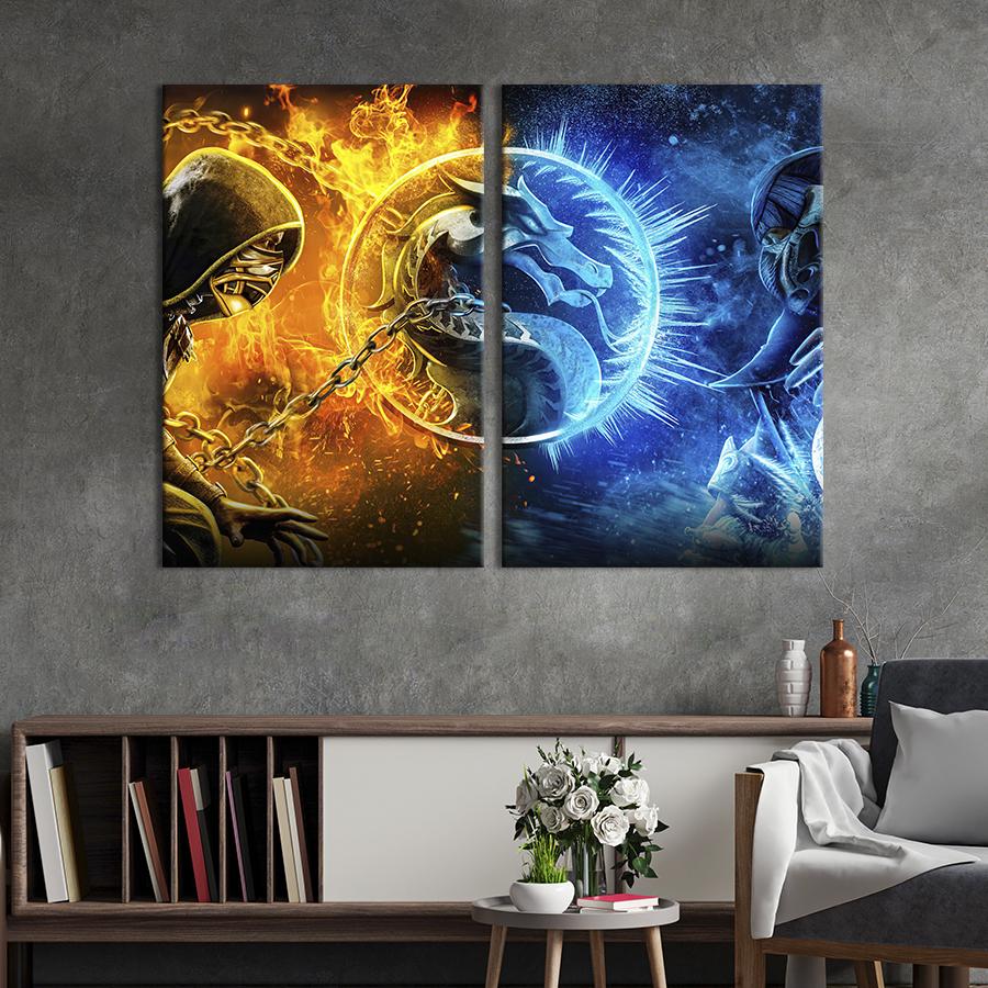 Настенный декор диптих картина на холсте для интерьера Scorpion and Sub-Zero 71x51 см (730-2)