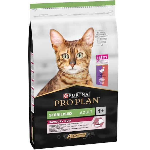 Корм для кошек сухой Purina Pro Plan Sterilised с уткой и печенью для стерилизованных 10 кг (000021294)