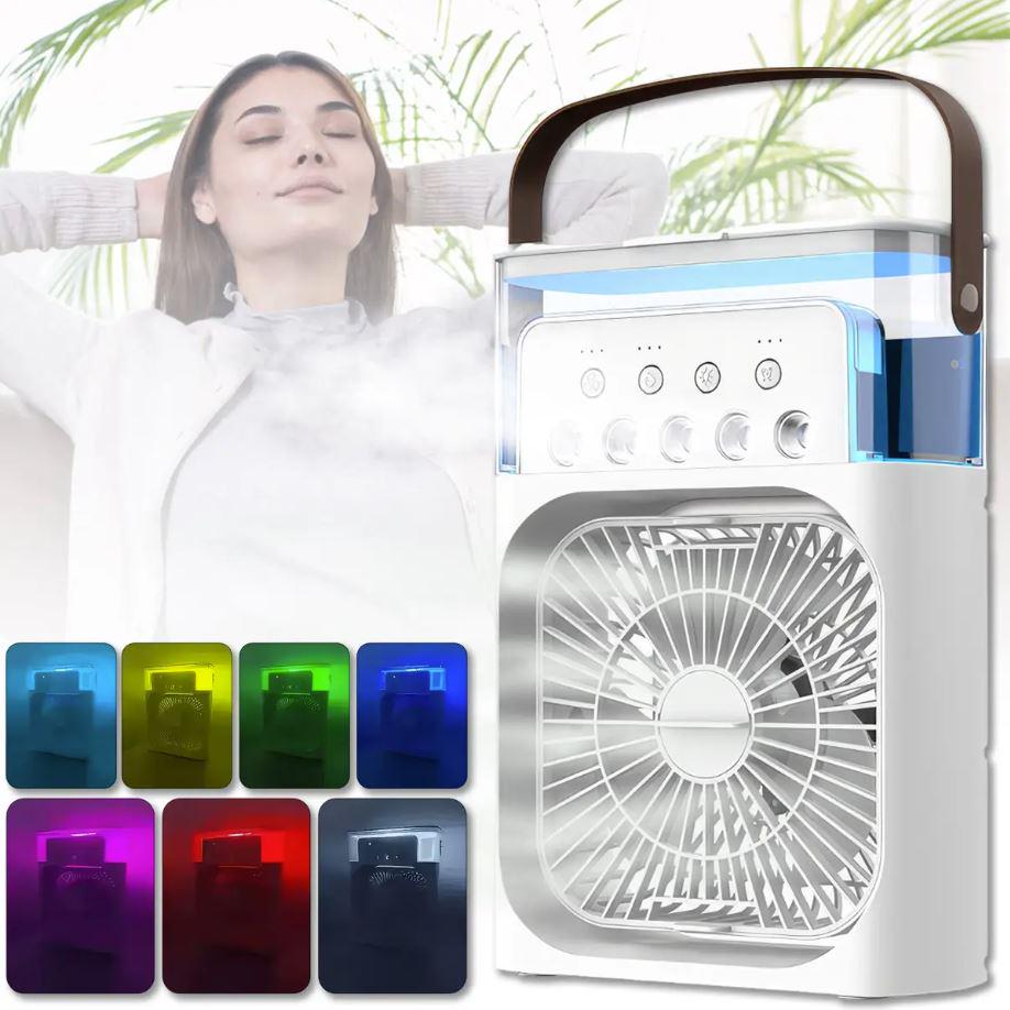 Портативный вентилятор, мини-кондиционер на 600 мл с подсветкой 7 цветов и таймером White - фото 8