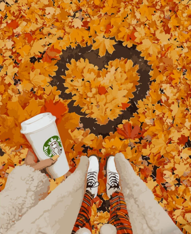 Картина по номерам Strateg Сердце из осенних листьев 40x50 см (GS863)