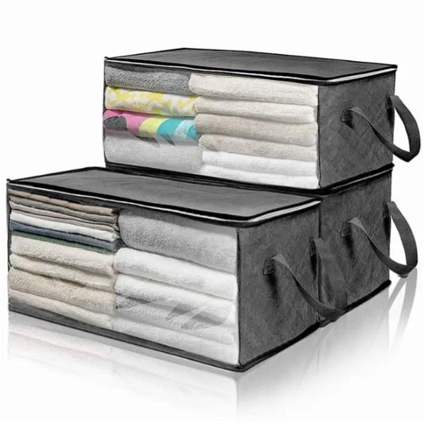 Органайзер для білизни та рушників із віконцем 58х31х30 см Сірий/Прозорий (ОДЯ-102-1) - фото 2