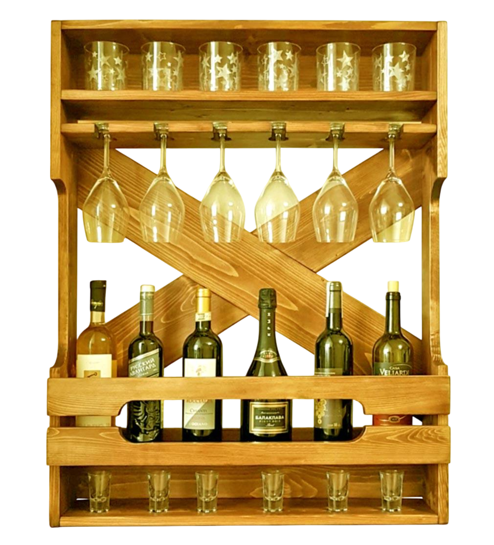 Полка для вина настенная из дерева Асахи Сиена (ПНК-006505)