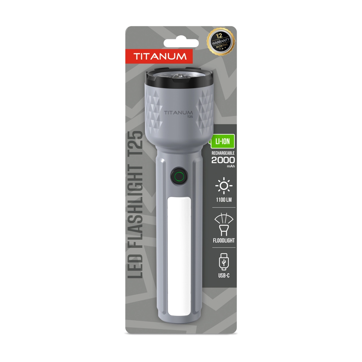 Портативный светодиодный фонарик TITANUM TLF-T25 1100Lm Grey (29170)