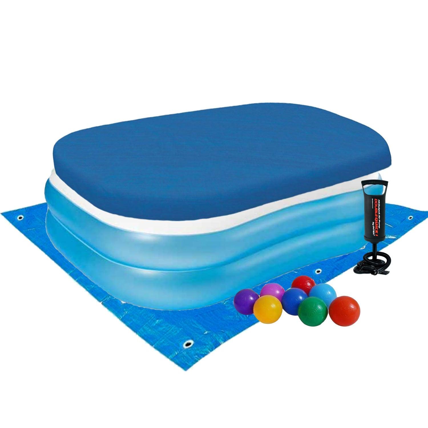 Басейн дитячий надувний Intex 57180-3 Сімейний з кульками 10 шт/тентом/підстилкою/насосом 203х152х48 см (175841)