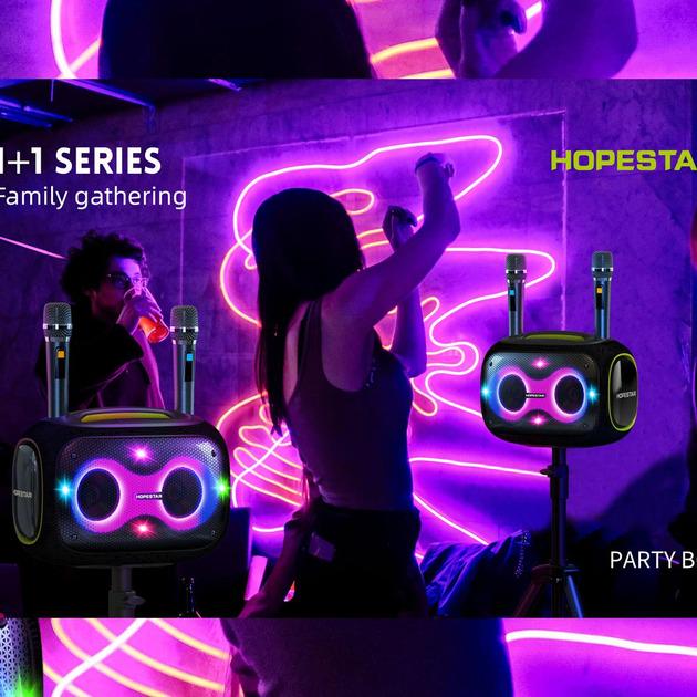 Колонка бездротова Bluetooth HOPESTAR PARTYBOX з двома мікрофонами - фото 7