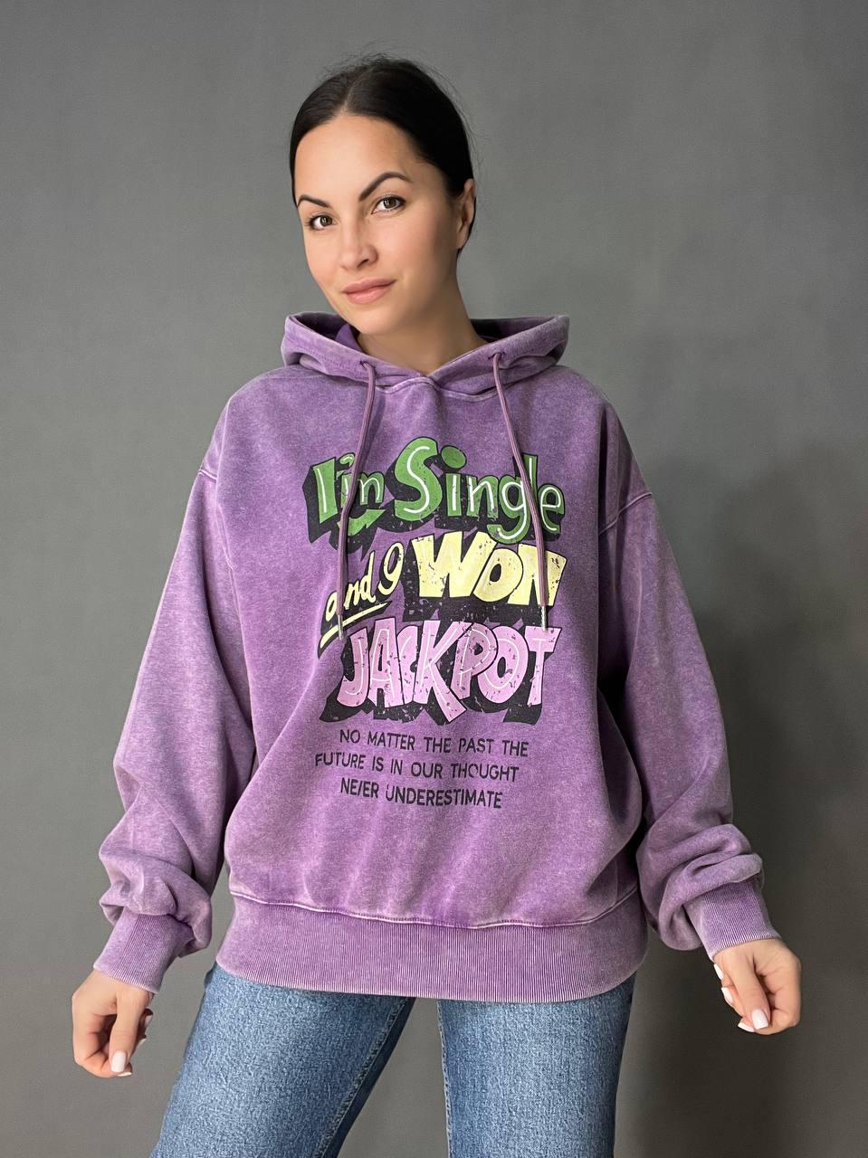 Худі жіночий A-N 25040 подовжений з капюшоном варений тай дай OS Фіолетовий (3433) - фото 9 Худі жіночий A-N 25040 подовжений з капюшоном варений тай дай OS Фіолетовий (3433) - фото 9