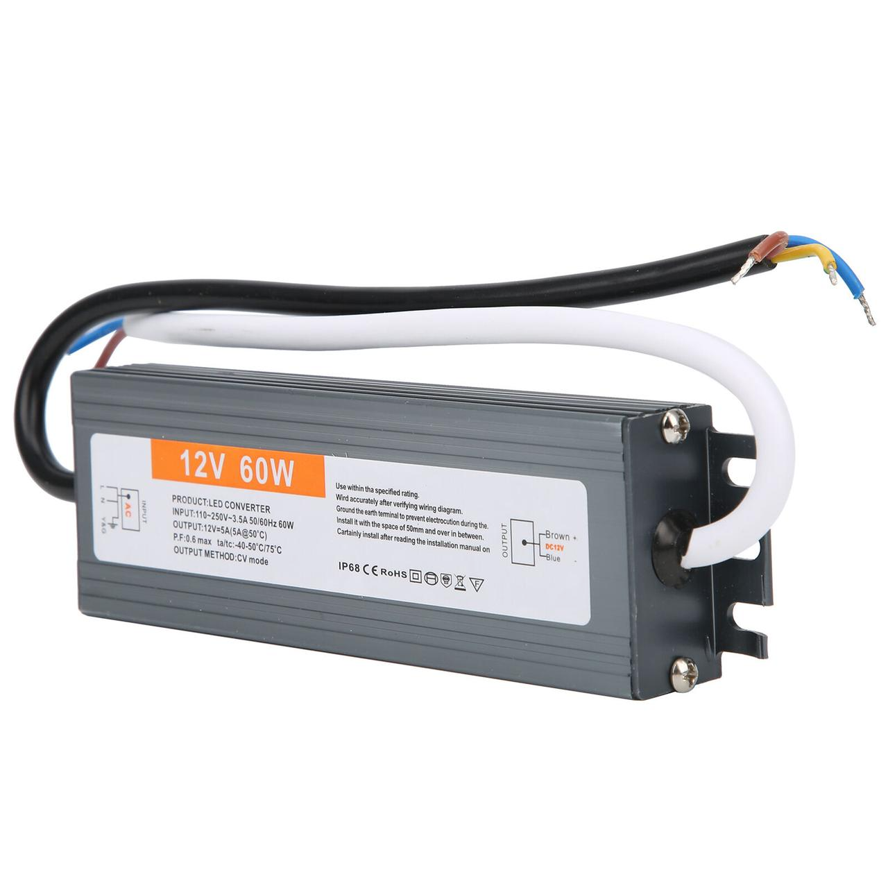 Блок живлення для світлодіодної стрічки герметичний IP68 12V 60W (28264)