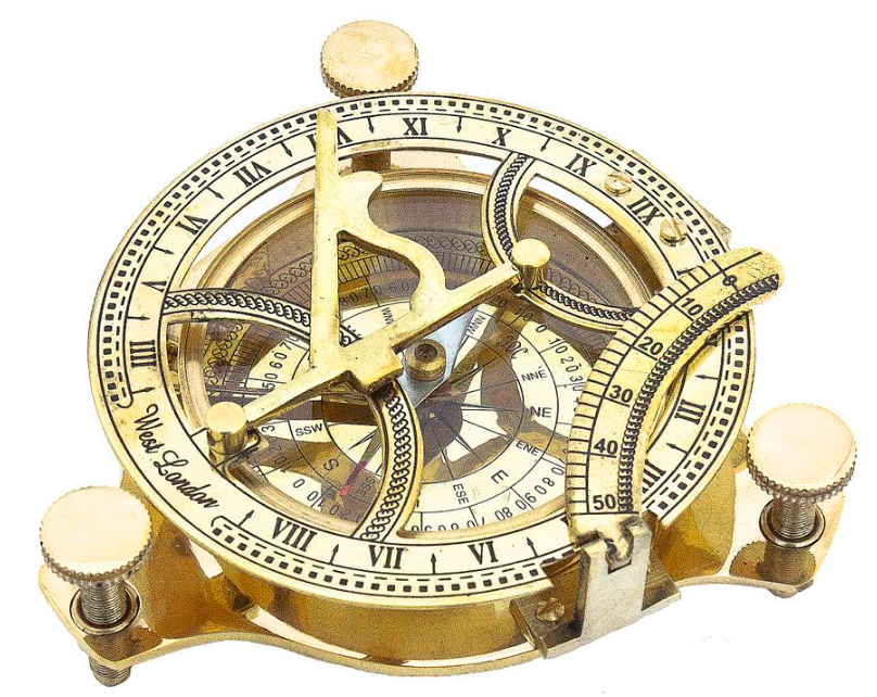 Часы солнечные с компасом Бронзовые