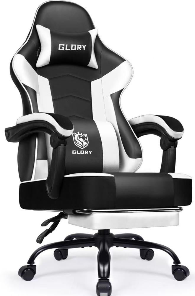 Кресло геймерское Bonro Glory DC-203 с выдвижной подставкой для ног до 300 кг Белый (147-76-42412124)
