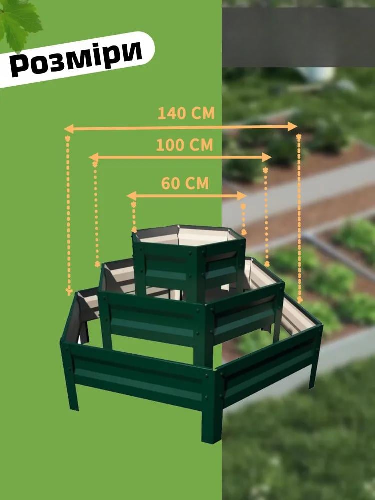 Клумба для квітів SIMBUD Карпатьська гірка багатоярусна 45x140 cм Зелений (876543) - фото 2