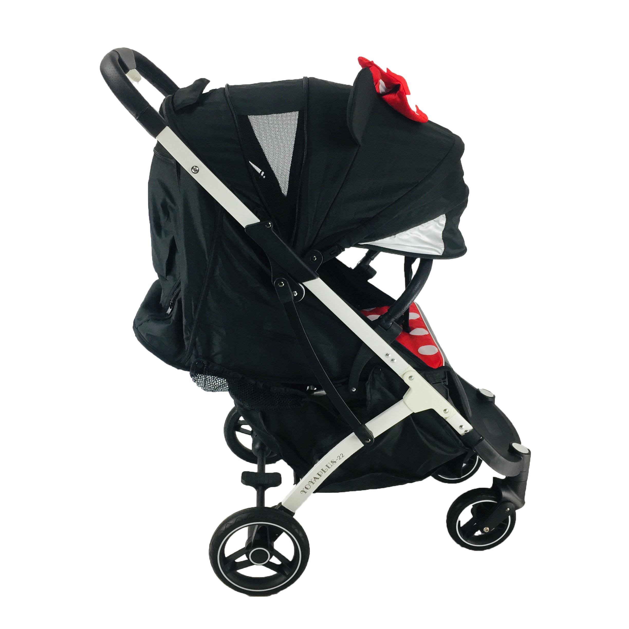 Коляска Yoya Plus Pro-22 Мінні з дощовиком на білій рамі Чорно-червоний (01125010208) - фото 5