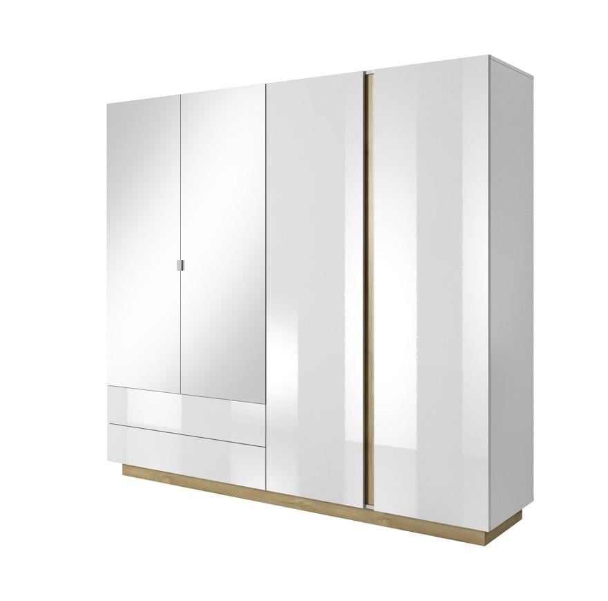 Шкаф для одежды Perfect Home Arco 4D2S/220 4-дверный с зеркалом Белый глянец/Дуб Грандсон (PFH-091041) Шкаф для одежды Perfect Home Arco 4D2S/220 4-дверный с зеркалом Белый глянец/Дуб Грандсон (PFH-091041)