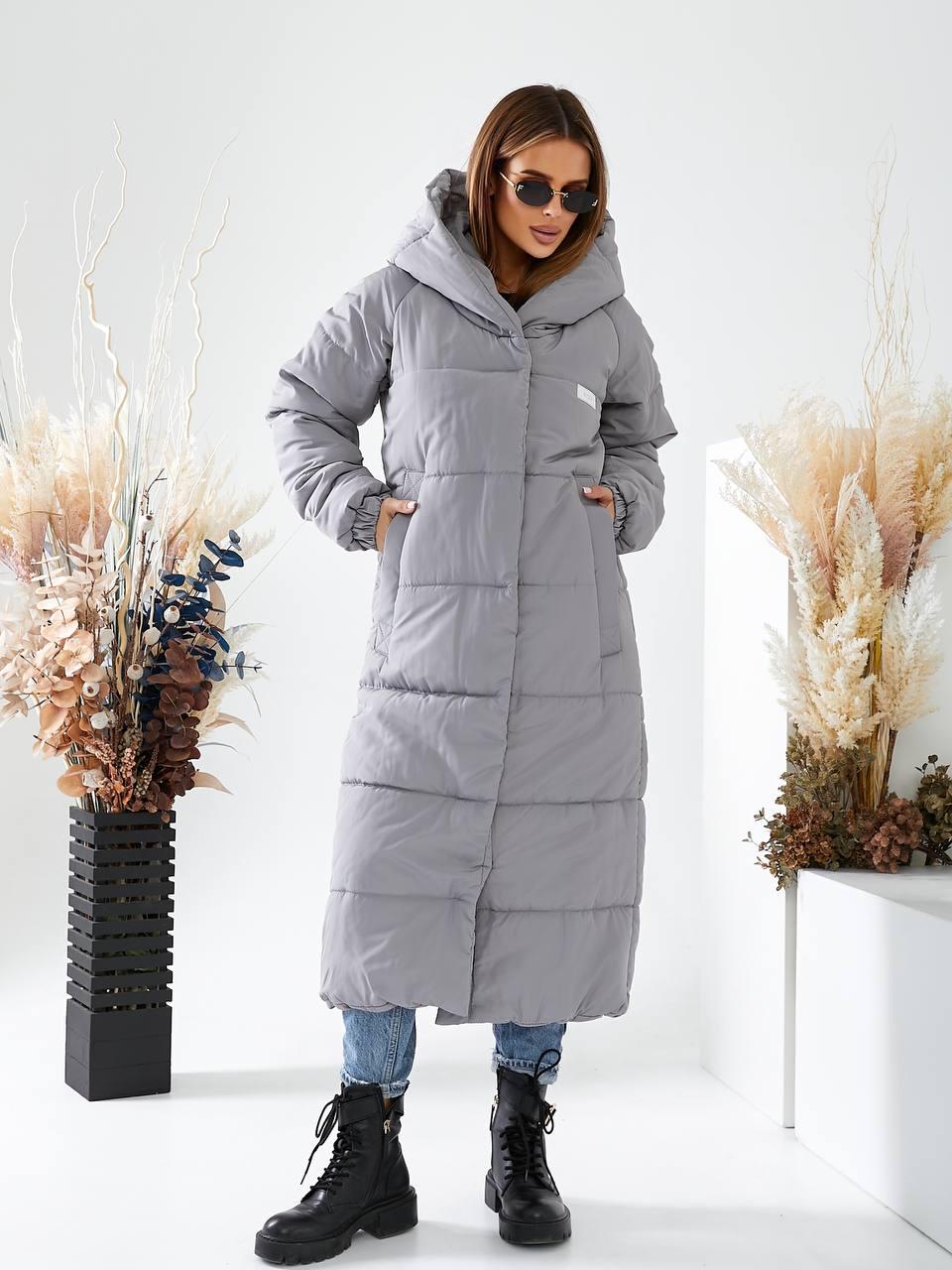 Куртка-пальто зимнее длинное Аiza А520 р. 42-44 Светло-серый (А520_сірий 42-44)