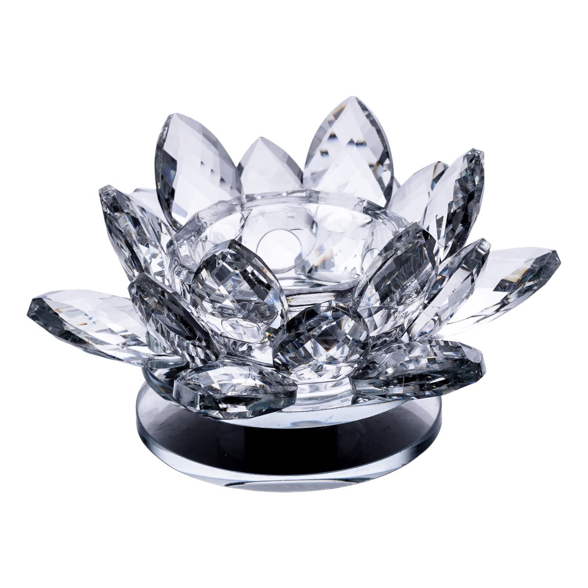 Подсвечник HP-4-90 Лотос крутящийся стеклянный 11х11х6 см Прозрачный (2765288210)