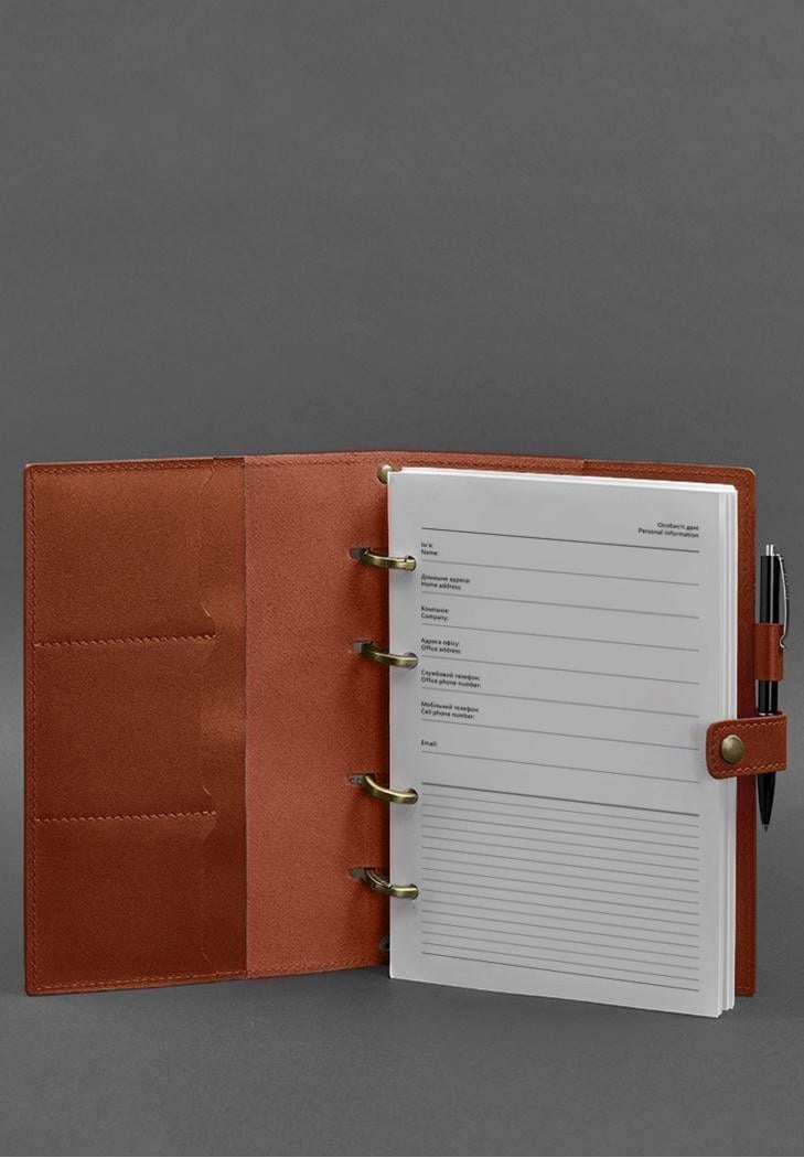 Блокнот шкіряний Софт-бук 9.1 із датованим блоком Світло-коричневий (A-027487) - фото 4