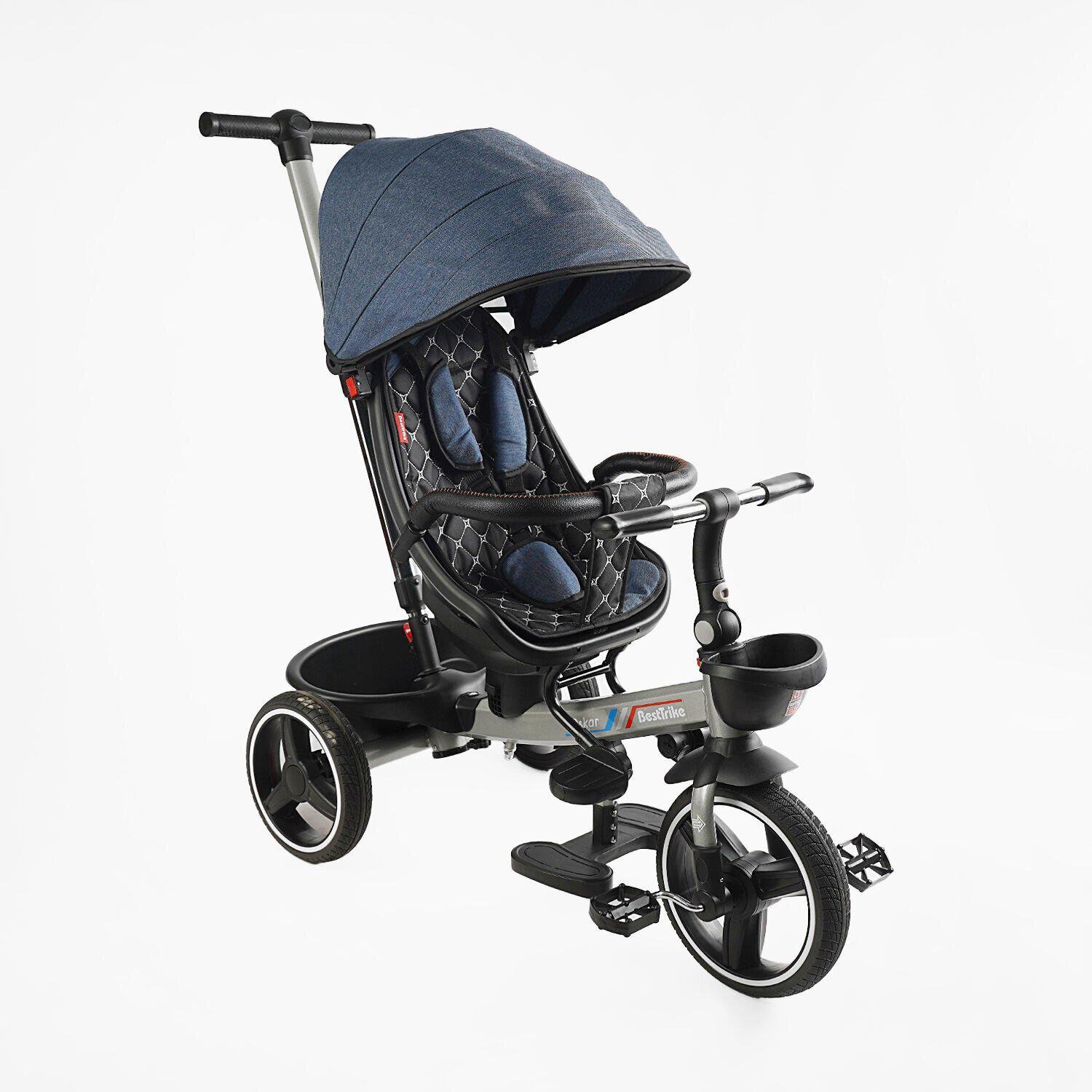 Велосипед дитячий триколісний Best Trike Oscar 6390 PU складане кермо з батьківською ручкою Синій (16-133) - фото 1