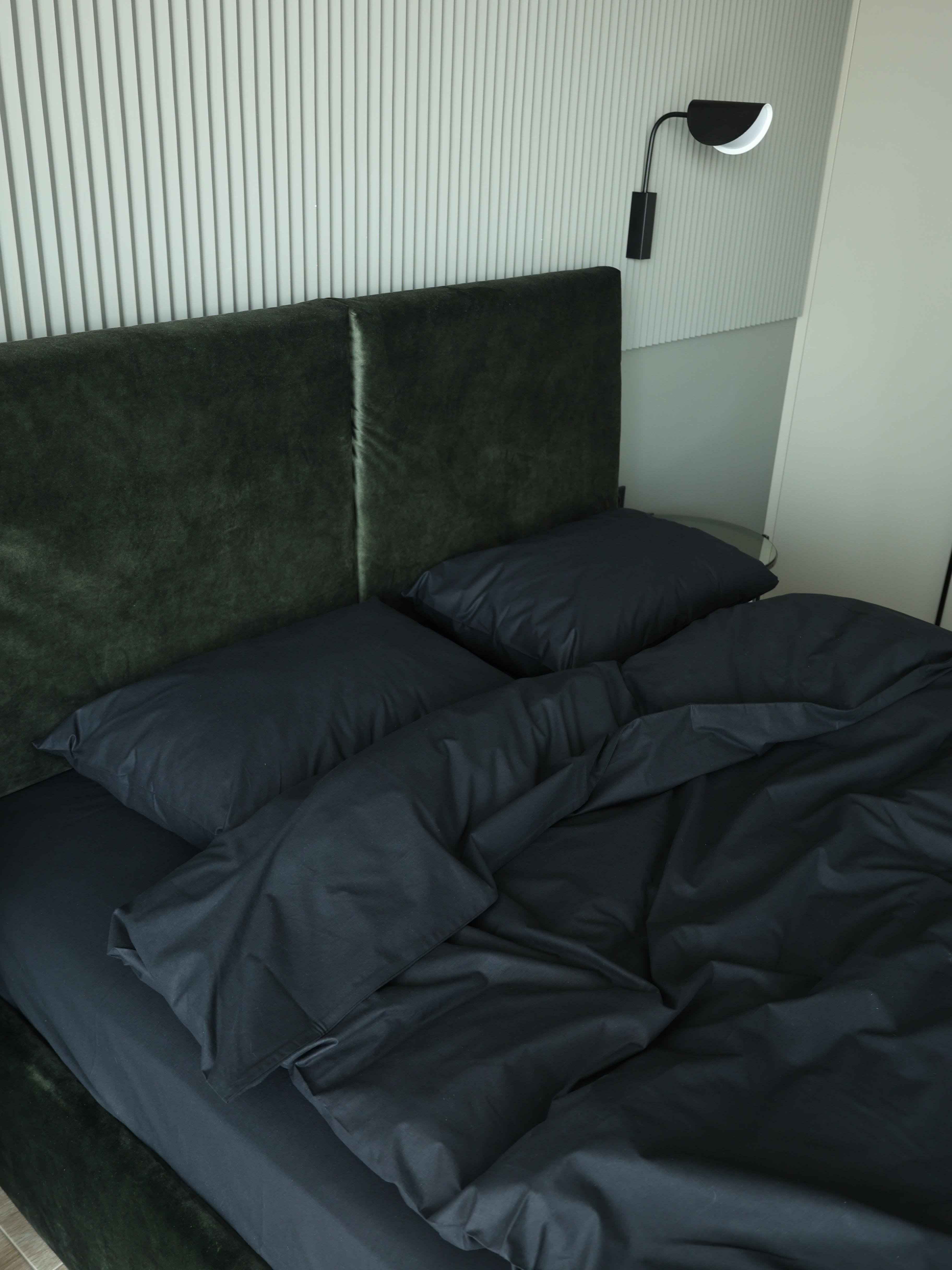 Комплект постельного белья Soline из хлопка семейный 160х220 см 2 шт. Черный