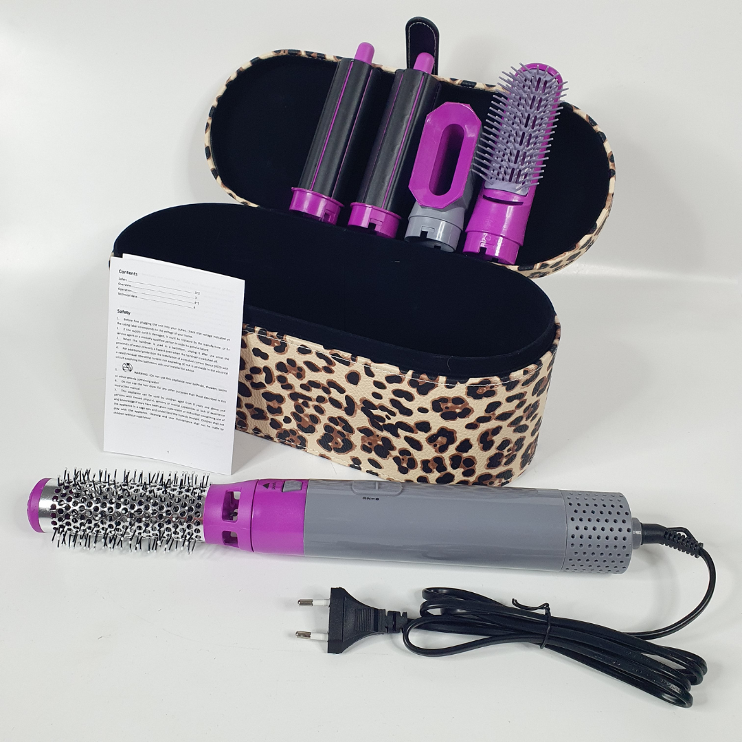 Стайлер для волос с насадками 5в1 с турбо режимом и ионизацией в кожаном кейсе (DC-51-Leopard) - фото 3 Стайлер для волос с насадками 5в1 с турбо режимом и ионизацией в кожаном кейсе (DC-51-Leopard) - фото 3