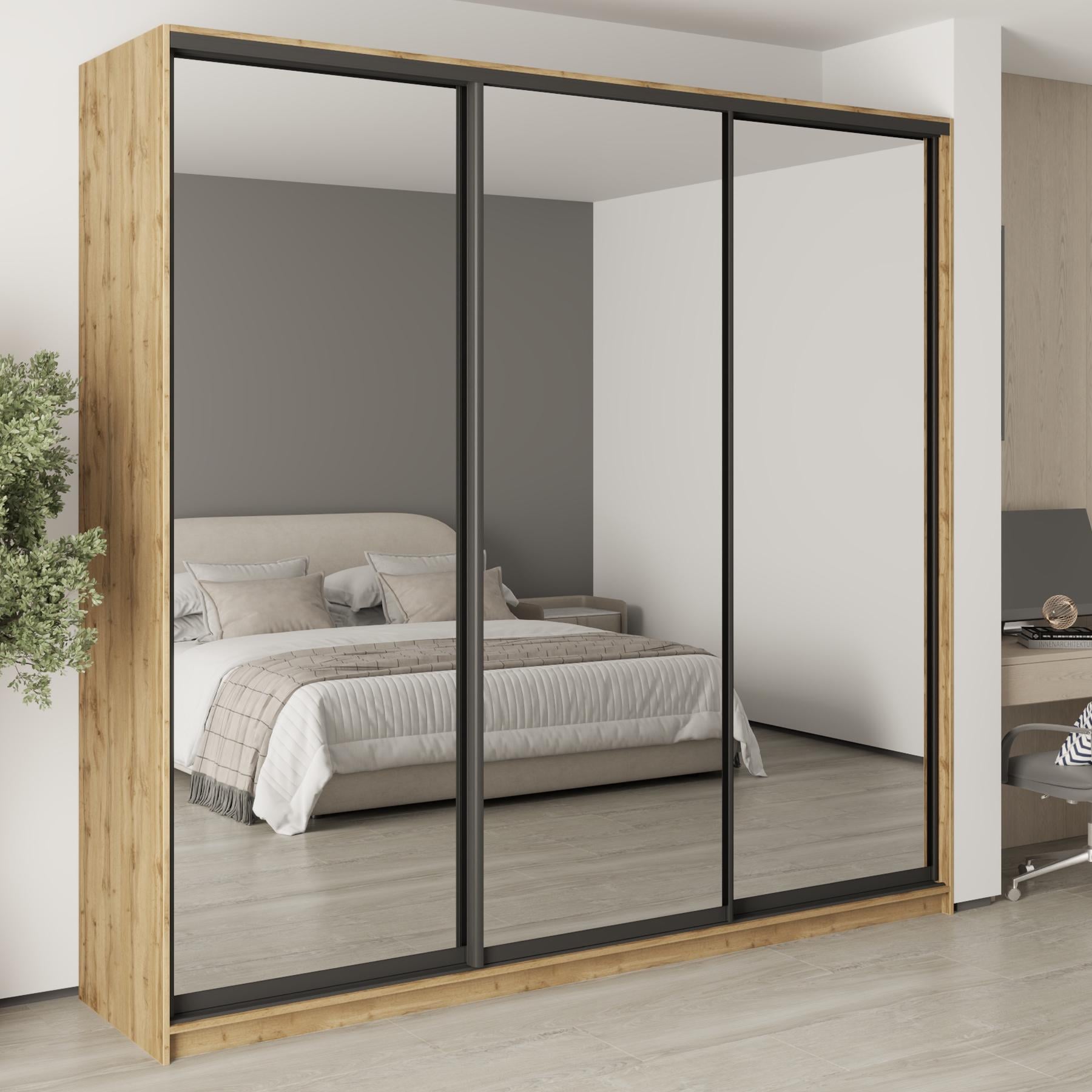 Шкаф-купе трехдверный MebelStar Уни BG 3 зеркала 250x60x240 см Дуб тахо (MBS-7893) Шкаф-купе трехдверный MebelStar Уни BG 3 зеркала 250x60x240 см Дуб тахо (MBS-7893)