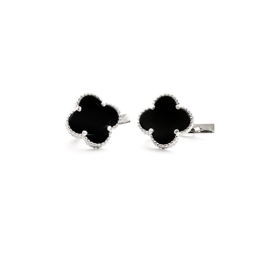 Серьги Maxi Silver 9315 Клевер с ониксом (89315)