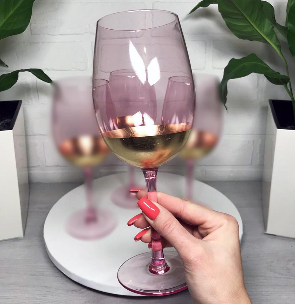 Келих для вина із золотим обідком 625 мл Рожеве золото (21-AT10240) - фото 2 Келих для вина із золотим обідком 625 мл Рожеве золото (21-AT10240) - фото 2