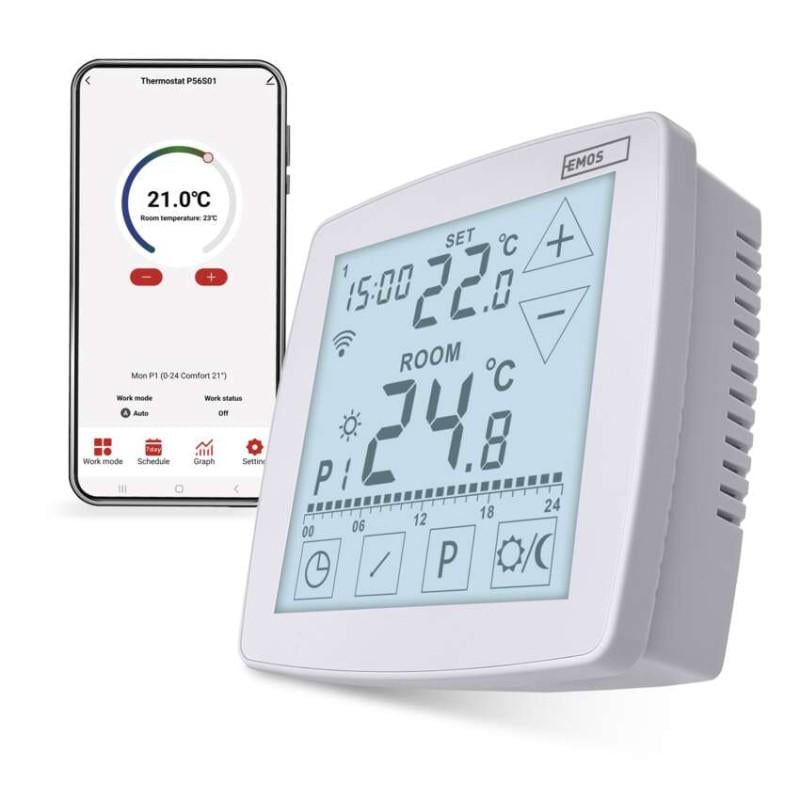 Терморегулятор Emos P56S01 Wi-Fi OpenTherm программируемый с датчиком теплого пола (36601185) Терморегулятор Emos P56S01 Wi-Fi OpenTherm программируемый с датчиком теплого пола (36601185)