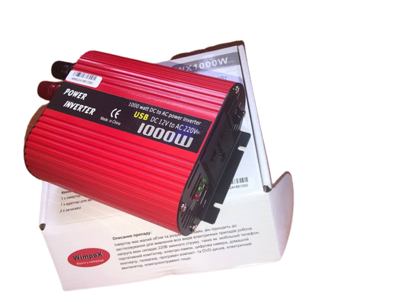 Автомобільний інвертор Wimpex 1000 W 12В-220В (1755978088) - фото 4 Автомобільний інвертор Wimpex 1000 W 12В-220В (1755978088) - фото 4