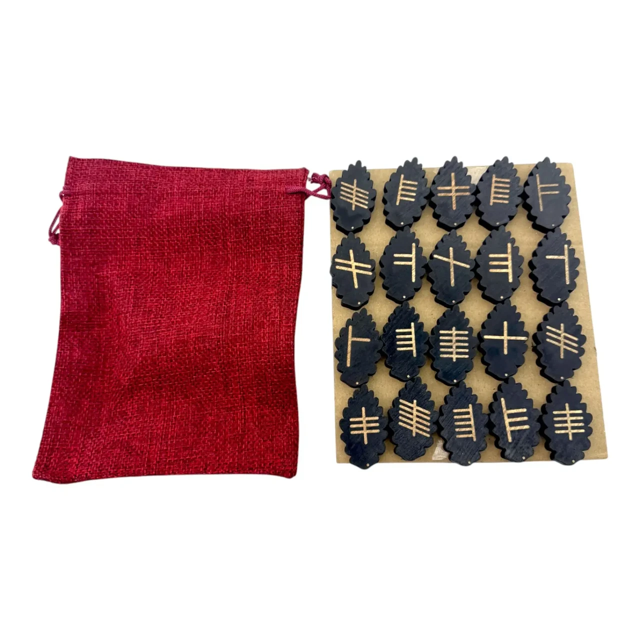 Набір рун з масиву дерева темні з мішечком 20 шт. (36285)