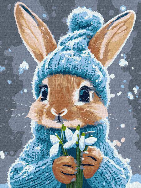 Картина по номерам Ideyka Кролик с подснежниками 30x40 см (Id-KHO6751)