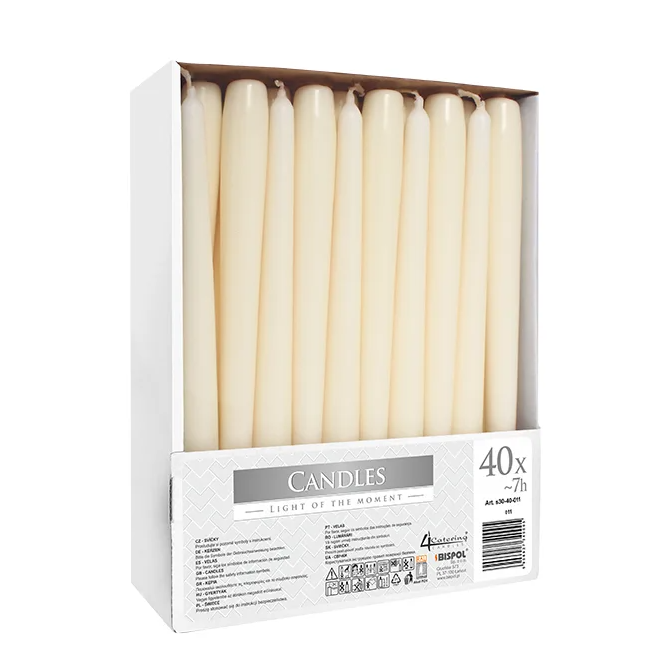 Комплект свечек конусных Flora Bispol 40 шт. 24,5 см Кремовый (27360)