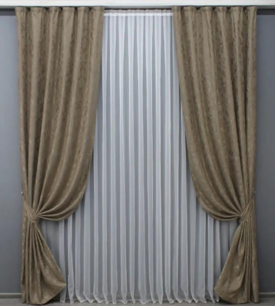 Комплект штор Pavliani AL лен/мрамор 1,5х2,7 м 2 шт. Какао (1572ш)