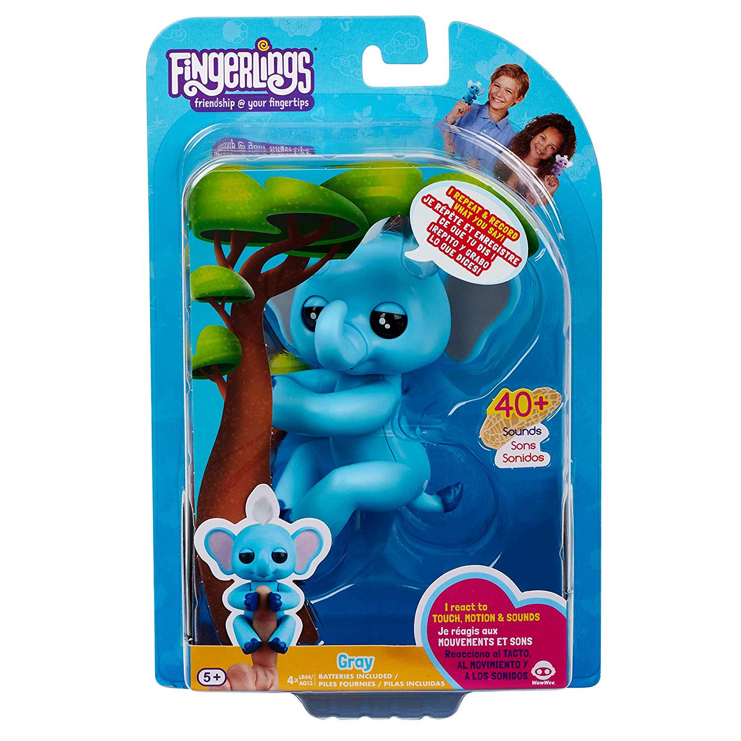 Интерактивная фигурка слоненок WowWee Fingerlings Baby Elephant Gray