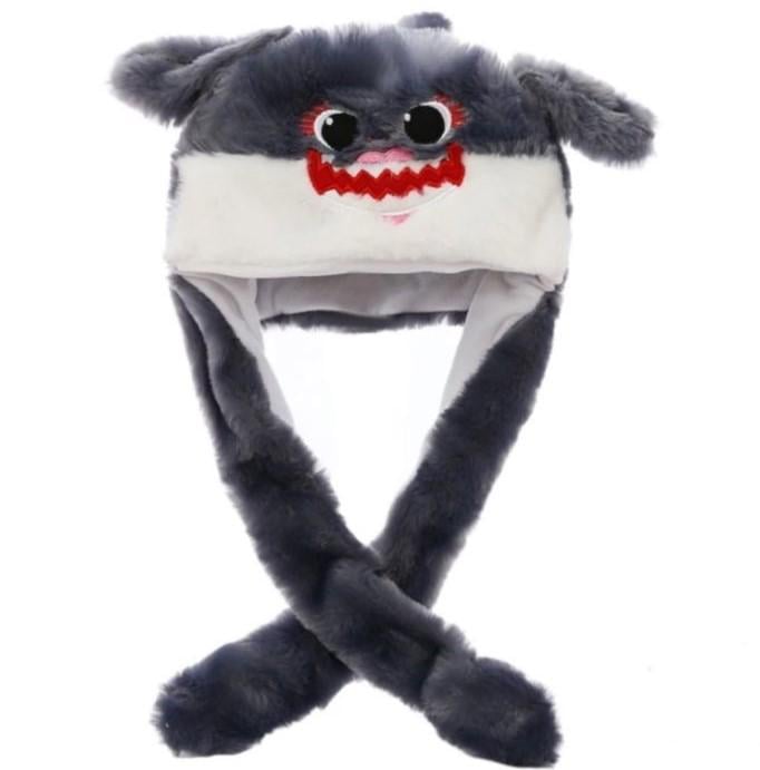 Шапка з вогниками з рухомими вушками Акула Пікачу Сірий (359a8283)
