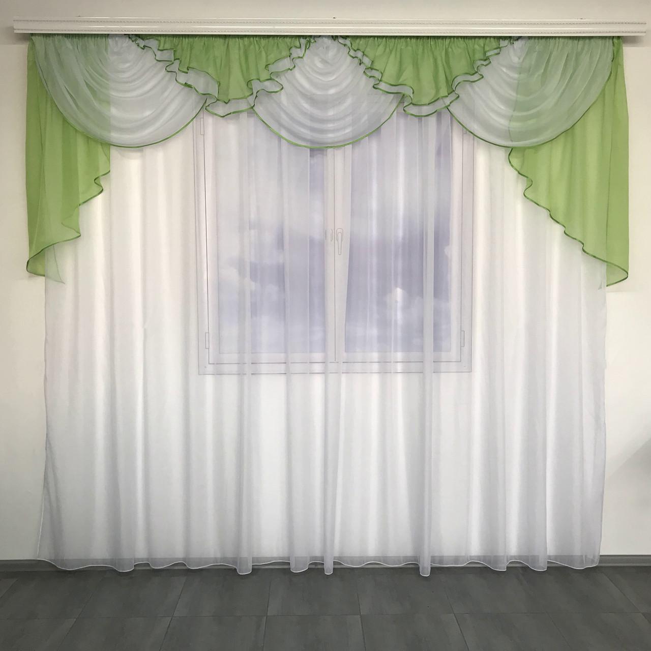 Шифоновый ламбрекен ALBO 300x115 см Салатовый