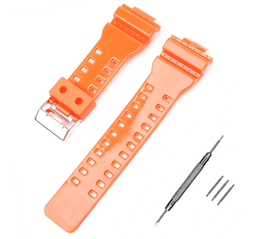 Ремінець для Casio G-Shock GA-100/110 Orange-Glossy SI (4027) Ремінець для Casio G-Shock GA-100/110 Orange-Glossy SI (4027)
