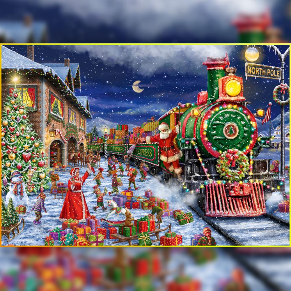 Алмазна Мозаїка Emerald Craft Санта-Клаус на поїзді 30x40 см (24975)