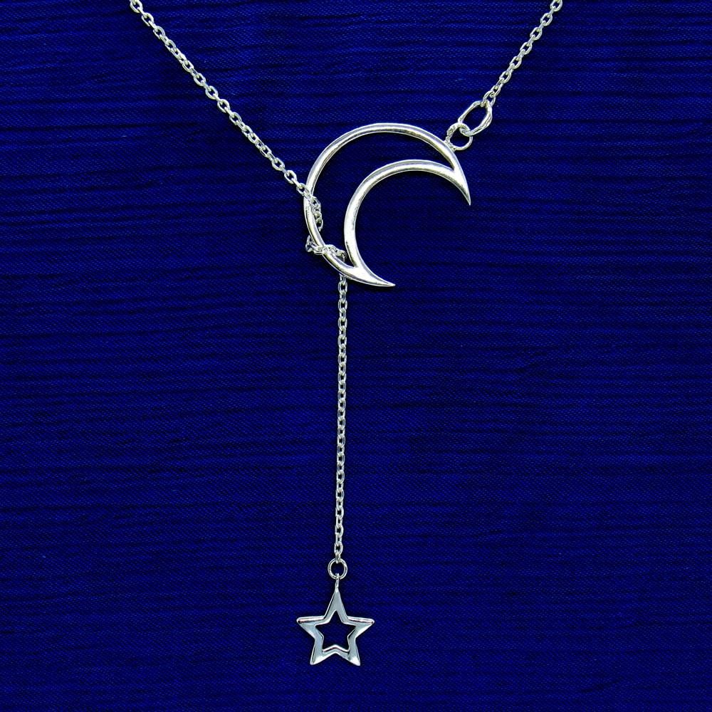 Срібне кольє Краватка Місяць і зірка