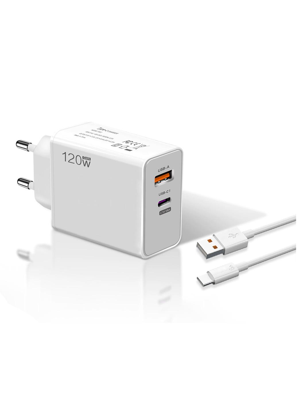 Зарядний пристрій Kuai Kuixing KeKe-PD003 GaN 120W USB Type-A/C з кабелем USB-A to C