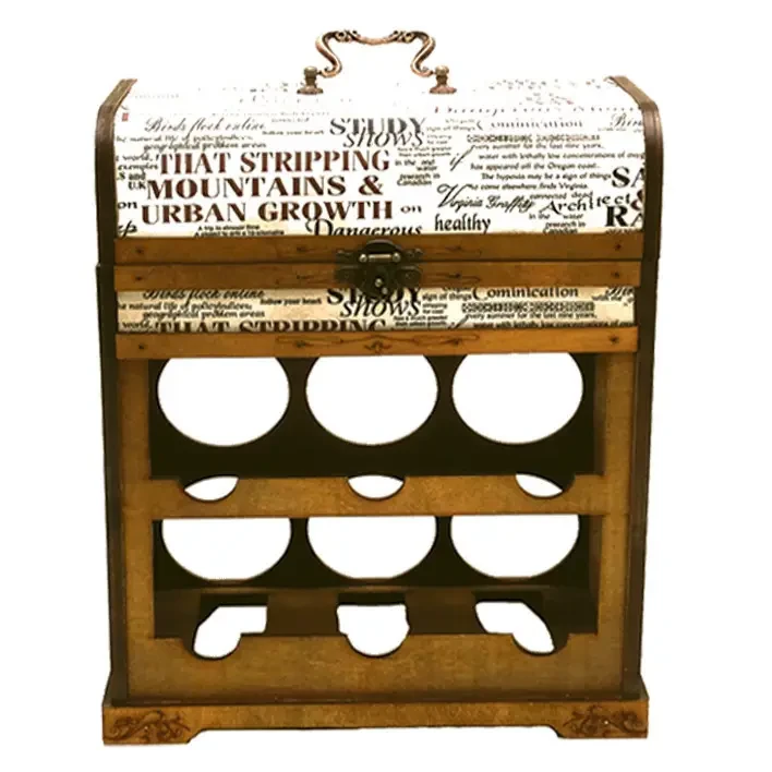 Полка Хатка Комод для 6 бутылок вина с верхним ящиком для рюмок деревянная