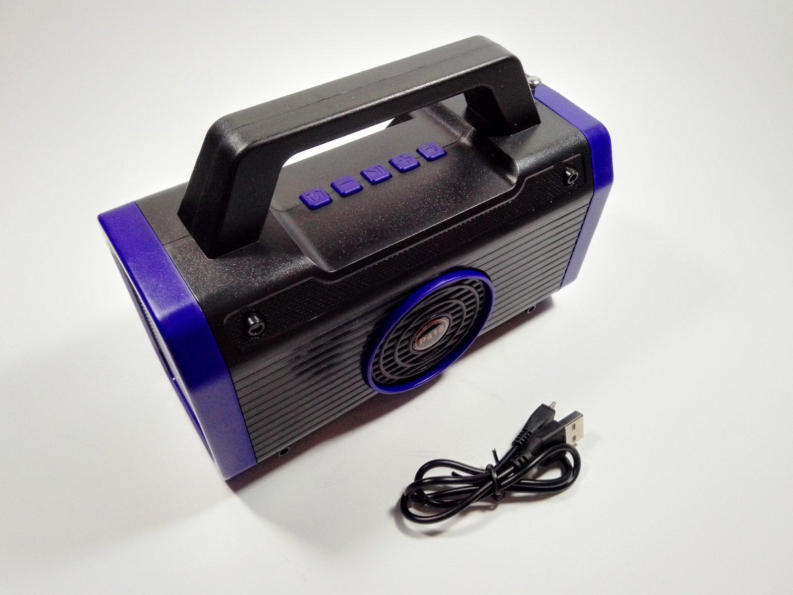 Ліхтар Portable Speaker P418 із сонячною панеллю та FM-радіо 8W Синій