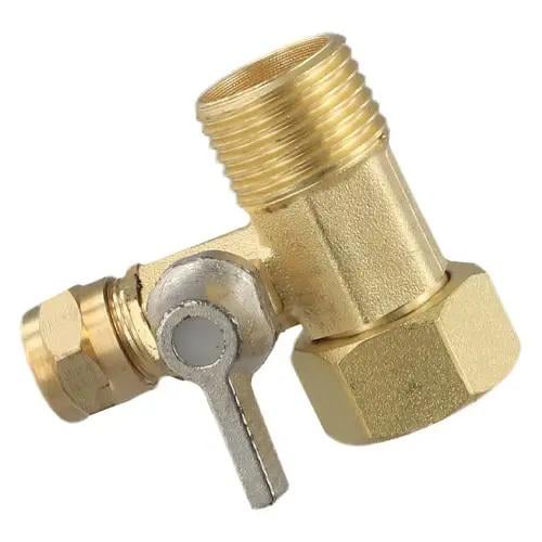 Трійник латунний з краном американка 1/2"x1/2"x1/4" для фільтра зворотного осмосу (27457272)