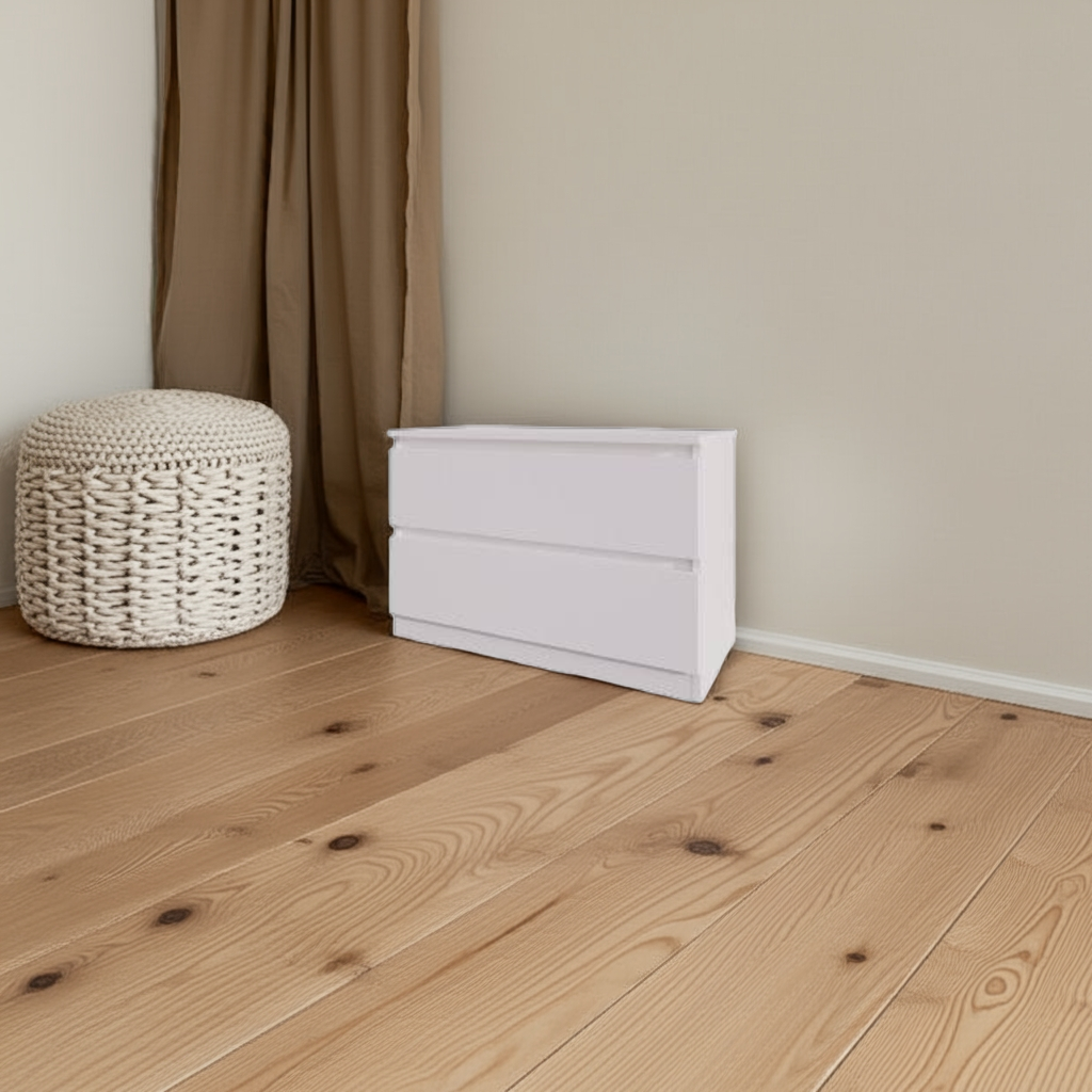 Комод MEBEX на 2 шухляди 80х40х54,4 см Білий (VM2B800WH) - фото 3 Комод MEBEX на 2 шухляди 80х40х54,4 см Білий (VM2B800WH) - фото 3