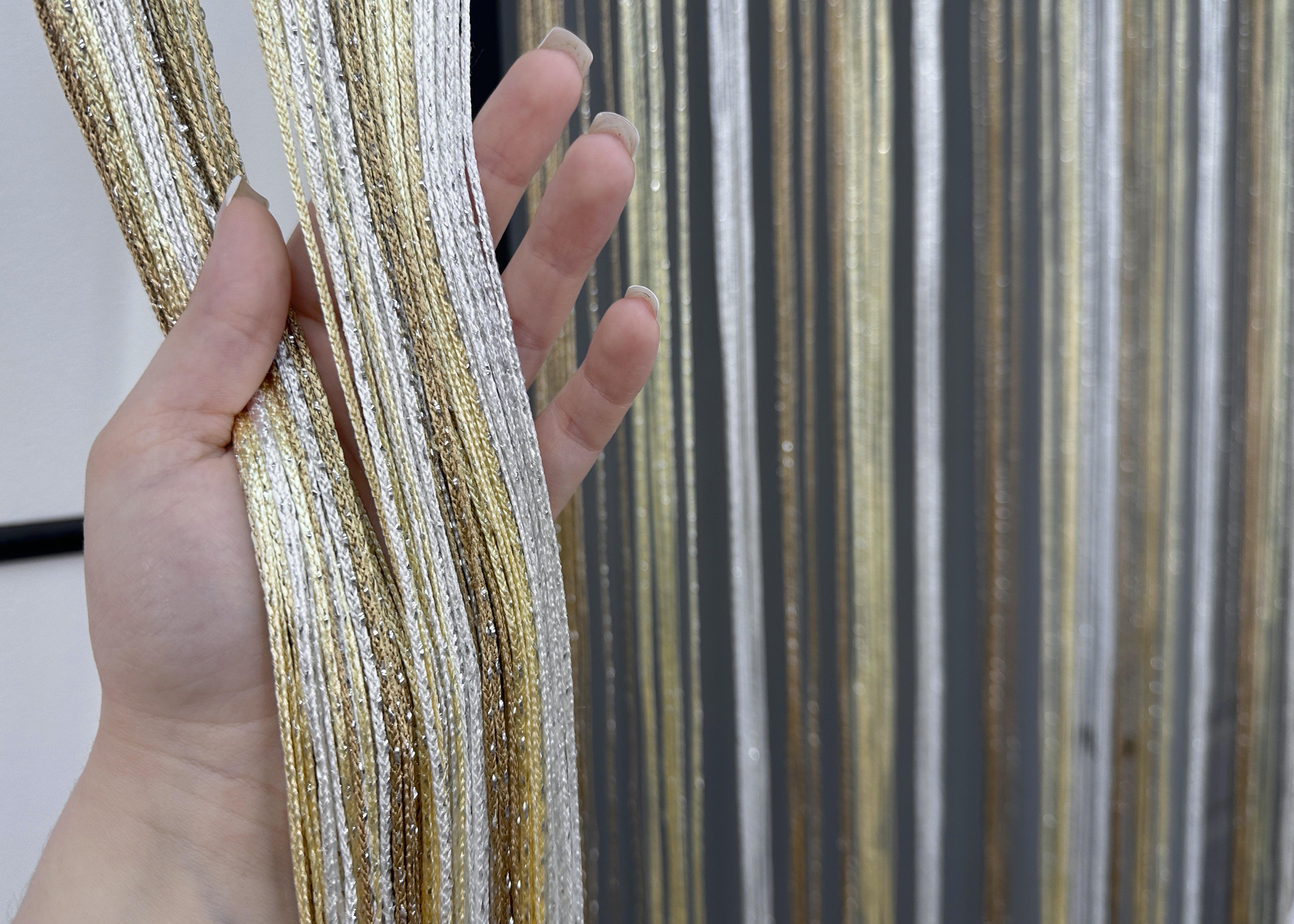 Шторы-нити с люрексом 300х300 см Бежевый/Молочный/Белый (61-100) - фото 5