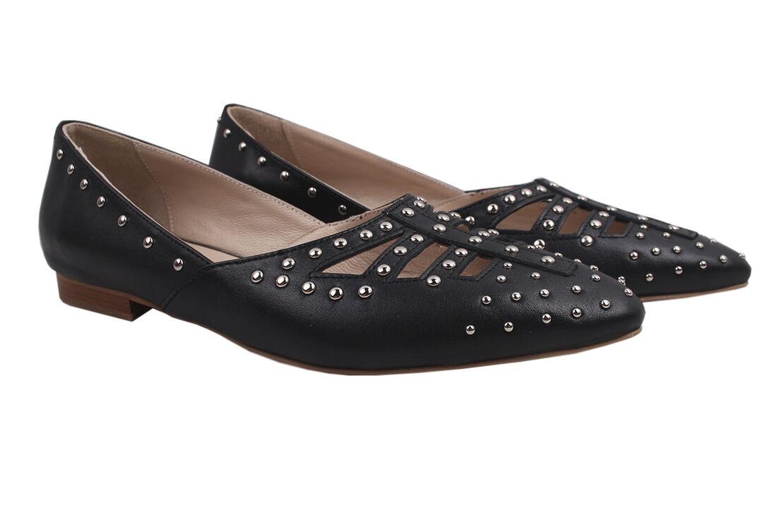 Туфли Aquamarin на низком ходу женские из кожи р. 38 Черный (1520-9LTB)