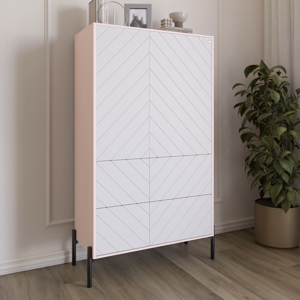 Комод-пенал Lion Амарант 84x40x150 см Розовый/Белый (LION-042147)