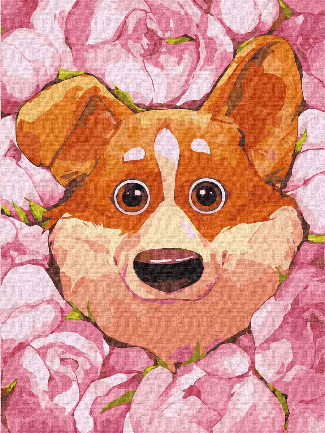 Картина за номерами Ідейка Квітучий корги 30х40 см (KHO4234)