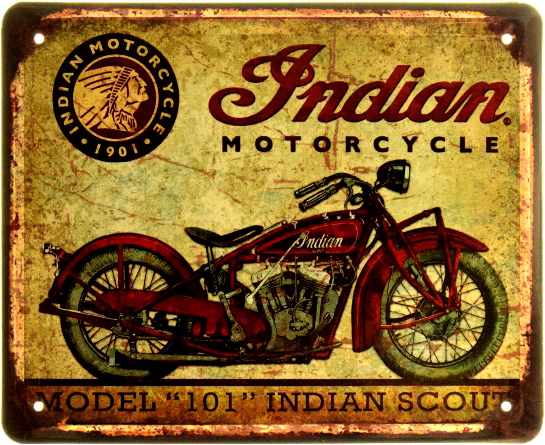 Табличка металева "Indian Moto Model 101 Indian Scout" 18x22 см (ms-103952)